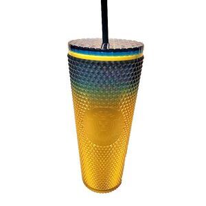 Starbucks 2023 Gradient Lemon Yellow Blue Studded 24 oz Tumbler Cold Cup